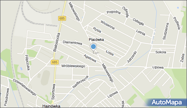 Hajnówka, Dawna Hibnera Władysława, mapa Hajnówka