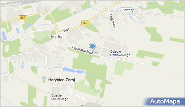 Horyniec-Zdrój, Dąbrowskiego Henryka, gen., mapa Horyniec-Zdrój