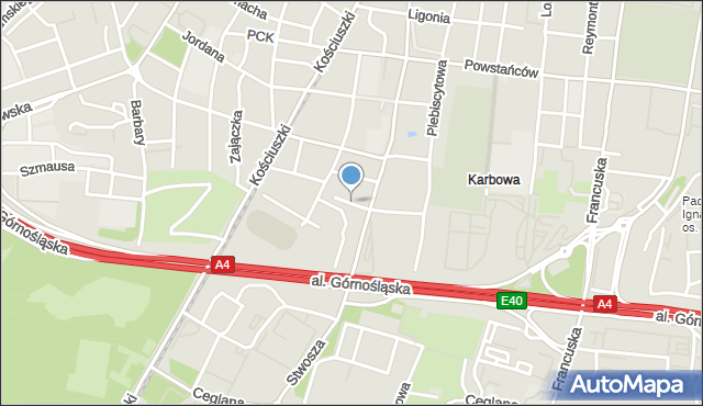Katowice, Daliowa, mapa Katowic