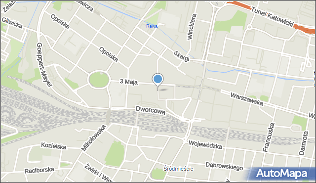 Katowice, Dawna Plac Szewczyka Wilhelma, mapa Katowic