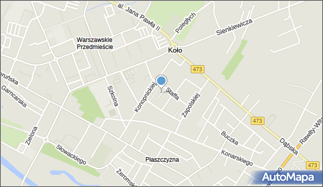 Koło, Dąbrowskiej Marii, mapa Koło