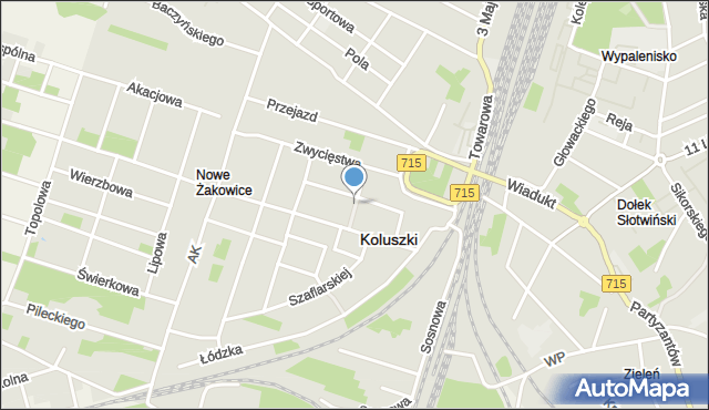 Koluszki, Dawna Gagarina, mapa Koluszki