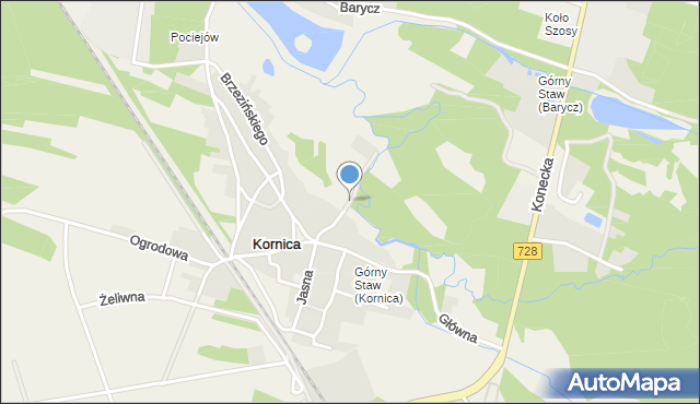 Kornica, Dawna Prasała Wincentego, mapa Kornica