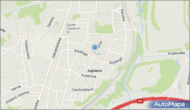 Kraków, Dawna Szumca Jana, mapa Krakowa