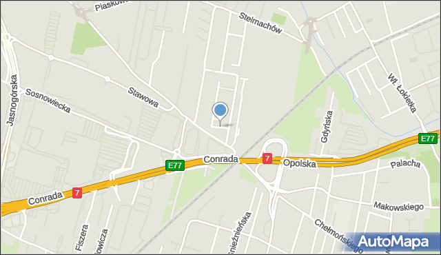 Kraków, Dawna Gawliny Józefa, ks. bp., mapa Krakowa