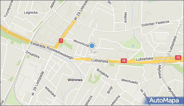 Kraków, Dawna Pawlikowskiej-Jasnorzewskiej Marii, mapa Krakowa