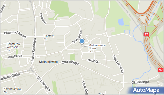 Kraków, Dawna Osiedle Mistrzejowice Nowe, mapa Krakowa