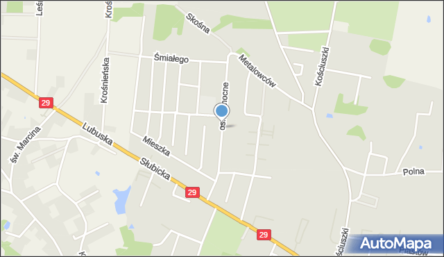 Krosno Odrzańskie, Dawna 40-lecia PRL, mapa Krosno Odrzańskie