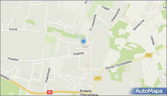 Krosno Odrzańskie, Dawna Armii Ludowej, mapa Krosno Odrzańskie