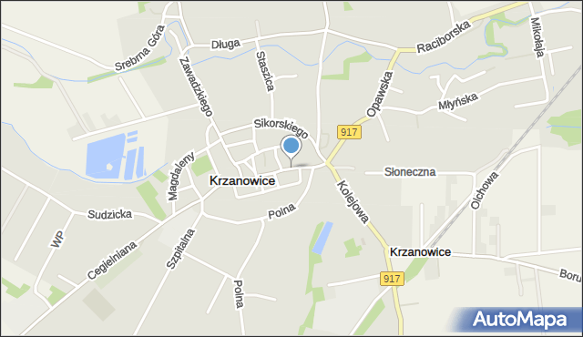 Krzanowice powiat raciborski, Dawna 15 Grudnia, mapa Krzanowice powiat raciborski