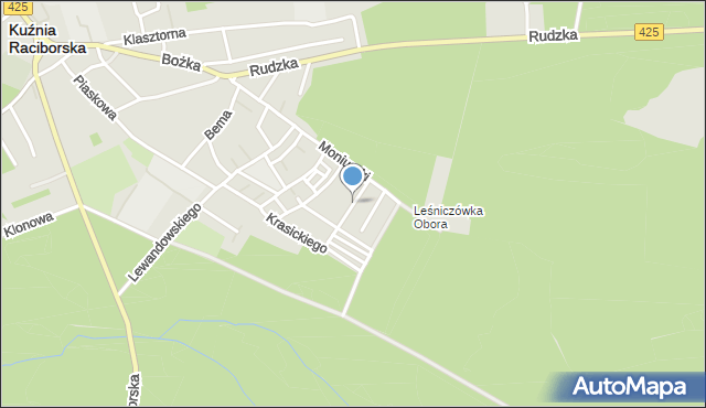 Kuźnia Raciborska, Dawna Findera Pawła, mapa Kuźnia Raciborska