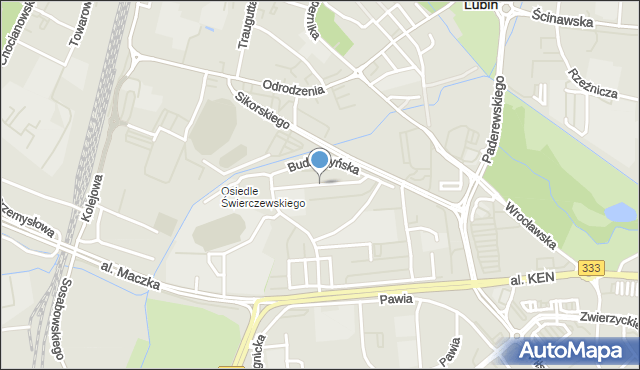 Lubin, Dawna 2 Armii Wojska Polskiego, mapa Lubin