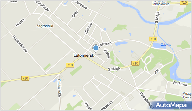 Lutomiersk, Dąbrowskiego, mapa Lutomiersk