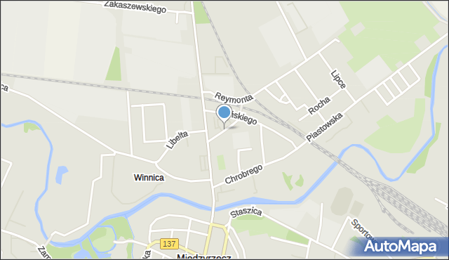 Międzyrzecz, Dąbrowskiego, mapa Międzyrzecz