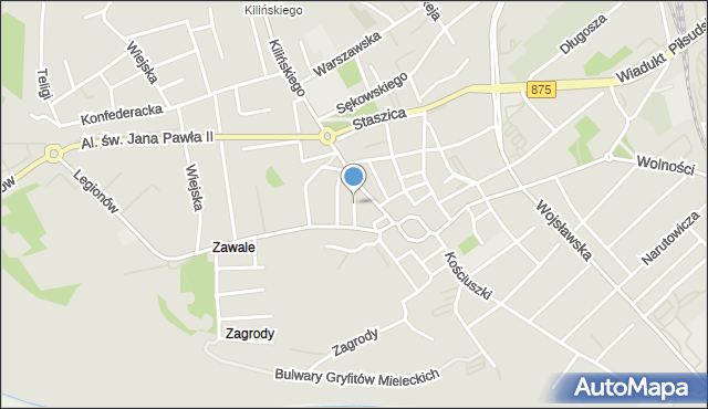 Mielec, Dawna Szalay Groele Walerii, mapa Mielca