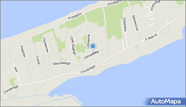 Mielno powiat koszaliński, Dawna Bojowników o Wolność i Demokrację, mapa Mielno powiat koszaliński