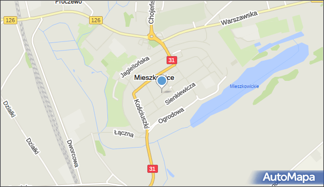 Mieszkowice powiat gryfiński, Dawna Dąbrowszczaków, mapa Mieszkowice powiat gryfiński