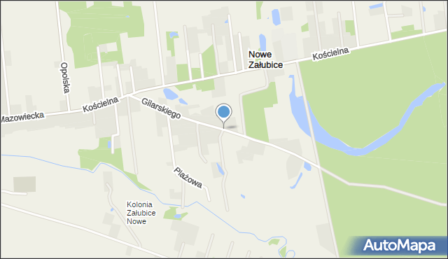 Nowe Załubice, Dawna Dąbrowszczaków, mapa Nowe Załubice