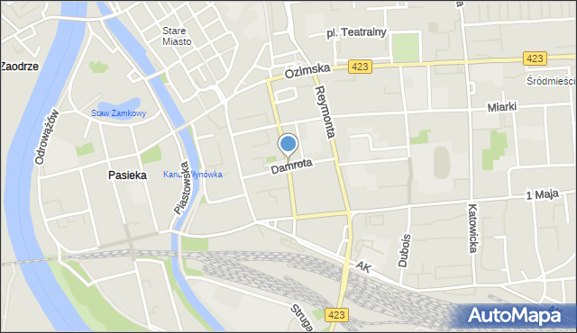 Opole, Damrota Konstantego, ks., mapa Opola