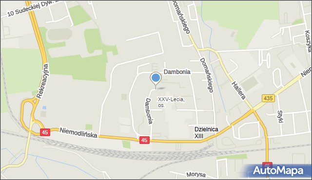 Opole, Dambonia Alojzego, mapa Opola