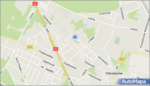 Ostrzeszów, Dawna Findera Pawła, mapa Ostrzeszów