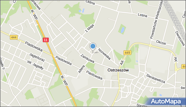 Ostrzeszów, Dawna Sawickiej Hanki, mapa Ostrzeszów