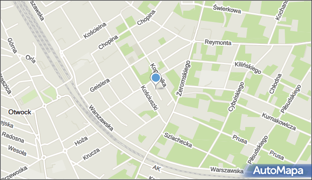 Otwock, Dawna I Pułku Praskiego, mapa Otwock