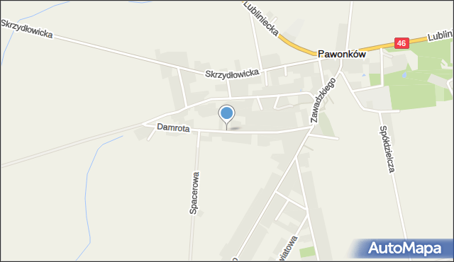 Pawonków, Damrota, mapa Pawonków