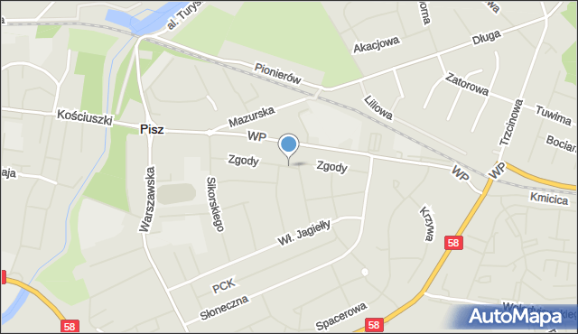 Pisz, Dawna Świerczewskiego Karola, gen., mapa Pisz
