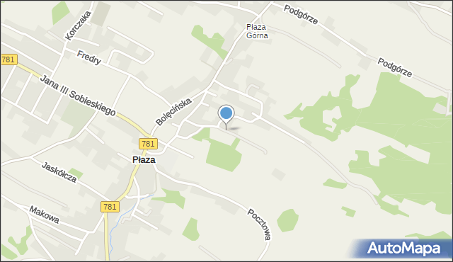 Płaza, Dawna Gwardii Ludowej, mapa Płaza