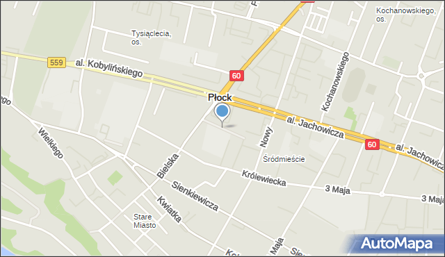 Płock, Dawna Pasaż Karadźica Vuka, mapa Płock