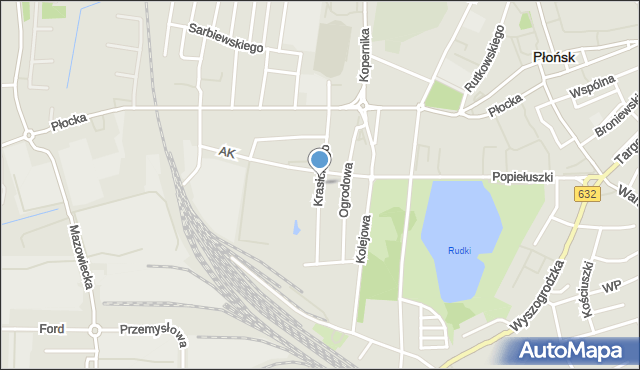 Płońsk, Dawna Krasickiego Janka, mapa Płońsk
