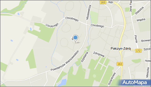 Połczyn-Zdrój, Dawna Bojowników o Wolność i Demokrację, mapa Połczyn-Zdrój