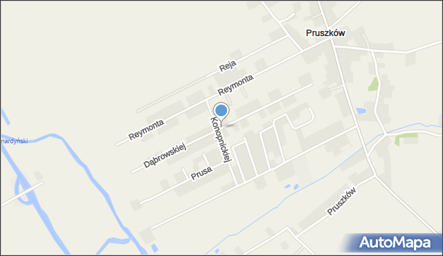 Pruszków gmina Blizanów, Dąbrowskiej Marii, mapa Pruszków gmina Blizanów