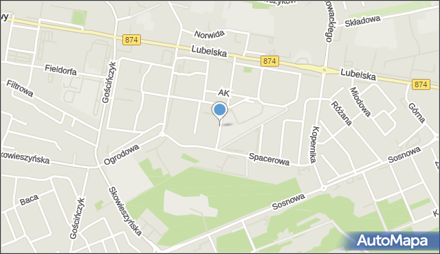 Puławy, Dawna Armii Ludowej, mapa Puław