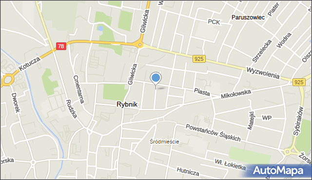 Rybnik, Damrota Konstantego, mapa Rybnika