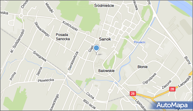 Sanok, Daszyńskiego, mapa Sanok