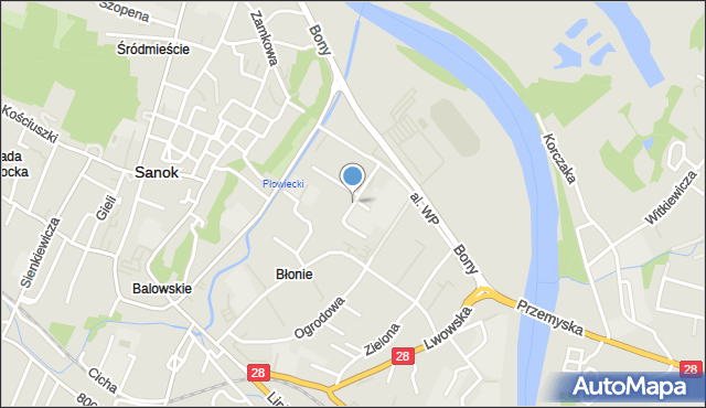 Sanok, Dawna 1 Armii Wojska Polskiego, mapa Sanok