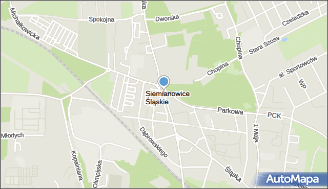 Siemianowice Śląskie, Dawna Karola Świerczewskiego, mapa Siemianowice Śląskie