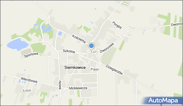 Siemkowice, Dawna Plac XXX-lecia PRL, mapa Siemkowice