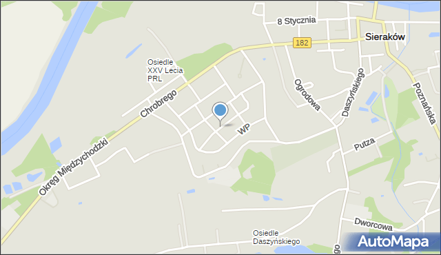 Sieraków powiat międzychodzki, Dawna Gwardii Ludowej, mapa Sieraków powiat międzychodzki