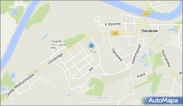 Sieraków powiat międzychodzki, Dawna Krasickiego Janka, mapa Sieraków powiat międzychodzki