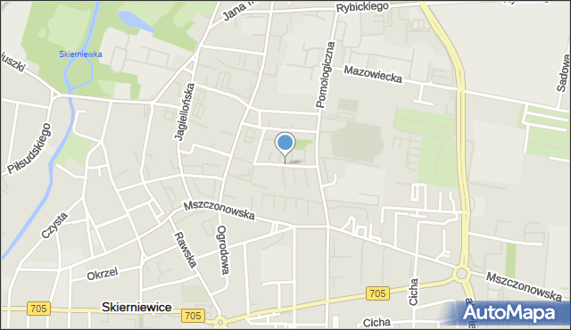 Skierniewice, Dawna 25-lecia PRL, mapa Skierniewic