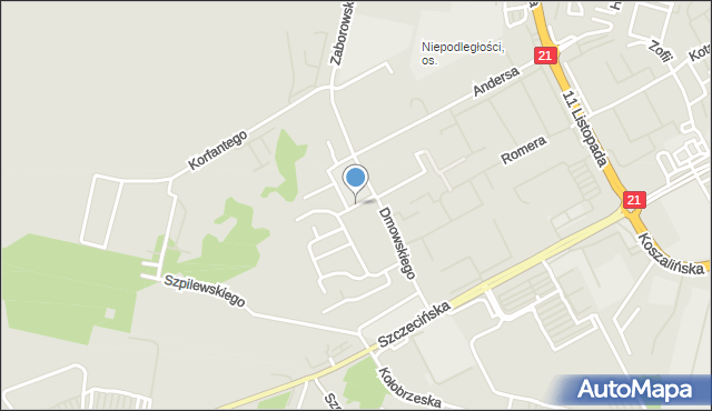 Słupsk, Dawna Budzyńskiego Stanisława, mapa Słupska