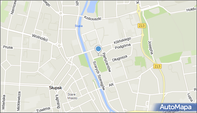 Słupsk, Dawna Plac Powstańców Warszawskich, mapa Słupska