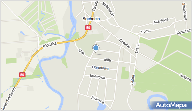 Sochocin, Dawna 30 lecia PRL, mapa Sochocin