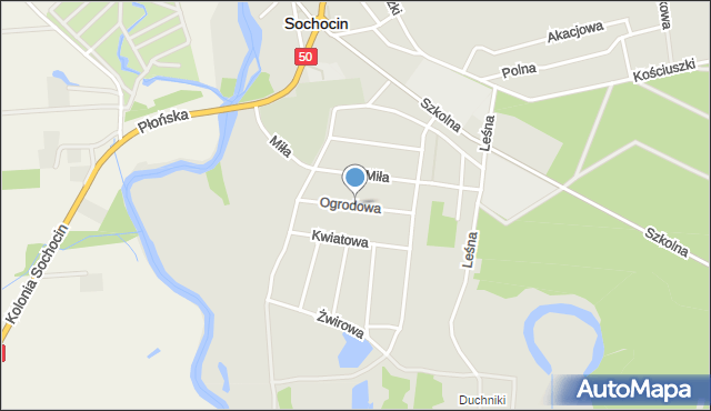 Sochocin, Dawna 40-lecia PRL, mapa Sochocin