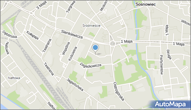 Sosnowiec, Dawna Kruczkowskiego Leona, mapa Sosnowca