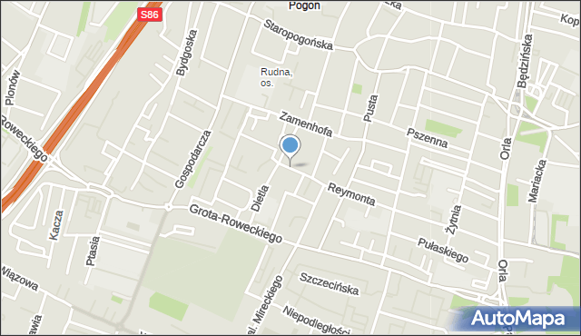 Sosnowiec, Dawna Dąbrowszczaków, mapa Sosnowca
