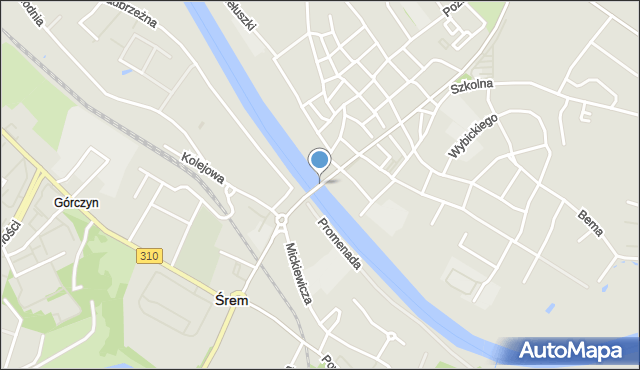 Śrem, Dawna Most 23 Stycznia, mapa Śrem